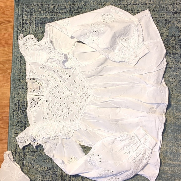 H&M White Blouse with Eyelet Embroidery - Picture 3 of 9